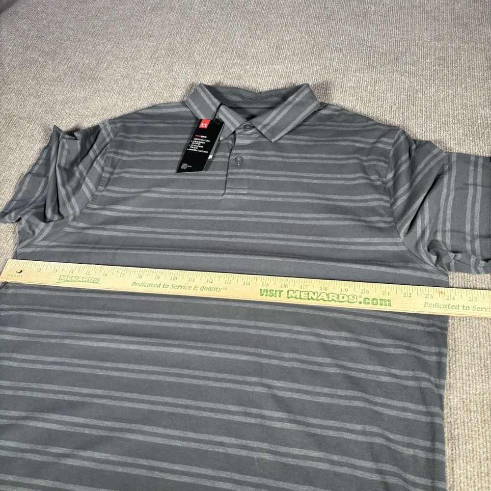 Under Armour Polo Shirt Mens XL Loose Gray Striped Charged Cotton Golf NWT - Picture 8 of 10